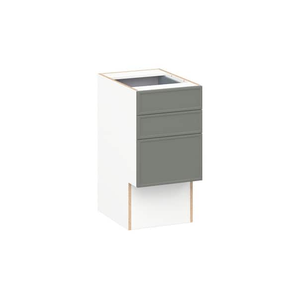 Fairview Moss Green Slim Shaker Assembled Vanity ADA Drawer Base Cabinet with 3 Drawers (15 in. W x 30 in. H x 21 in. D)