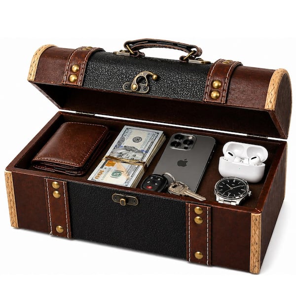 Vintiquewise Wooden Treasure Chest and Shoe Box Ideal as Keepsake