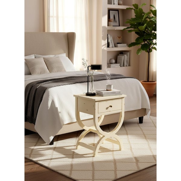 Maxine Rustic White/Cream Storage End Table
