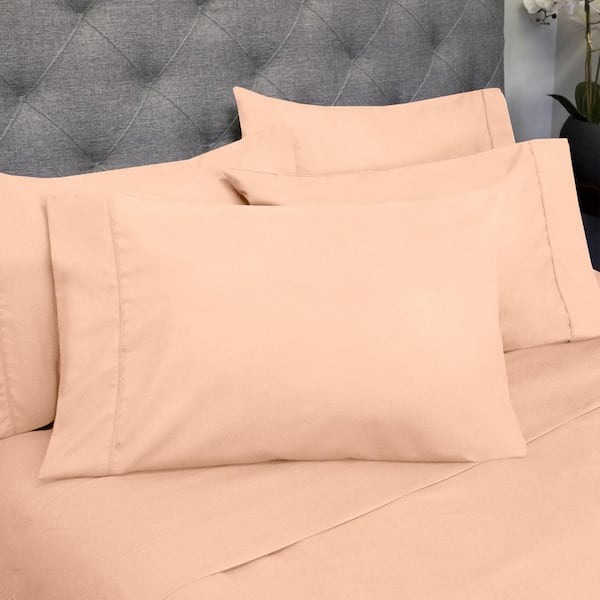 Sweet Home Collection 1500 Supreme Series 6-Piece Peach Solid Color Microfiber Full Sheet Set