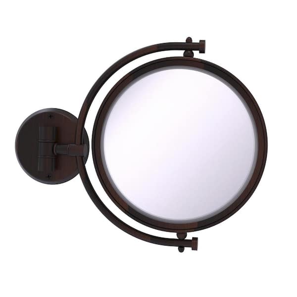Allied Brass 8 in. W x 10 in. H Small Large Round Tri Fold Metal Framed Magnifying Wall Bathroom Vanity Mirror in Venetian Bronze