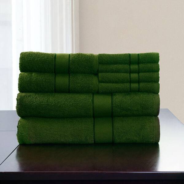 Lavish Home 8-Piece 100% Cotton Bath Towel Set in Green