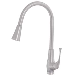Single Hole Single-Handle Pull Down Sprayer Kitchen Faucet in Brushed Nickel