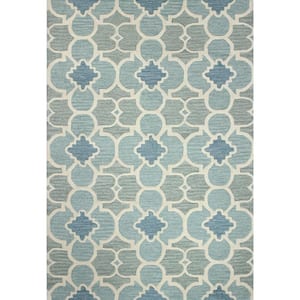 Rajapur Aqua 7 ft. x 9 ft. Geometric Transitional Area Rug