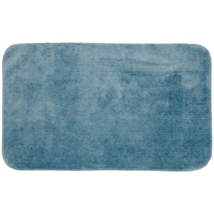 Traditional Basin Blue 30 in. x 50 in. Plush Nylon Bath Mat