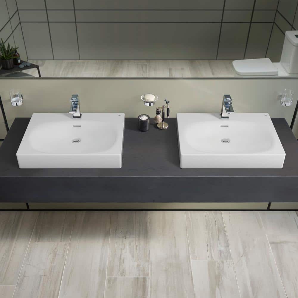 Alpine White Ceramic Rectangular Undermount Bathroom Sink