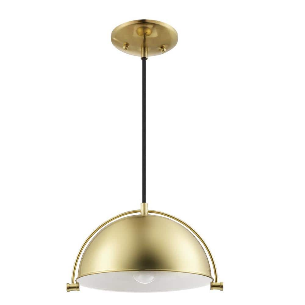 Dolores Matte Brass Glass Bowl Pendant Light with LED Bulb