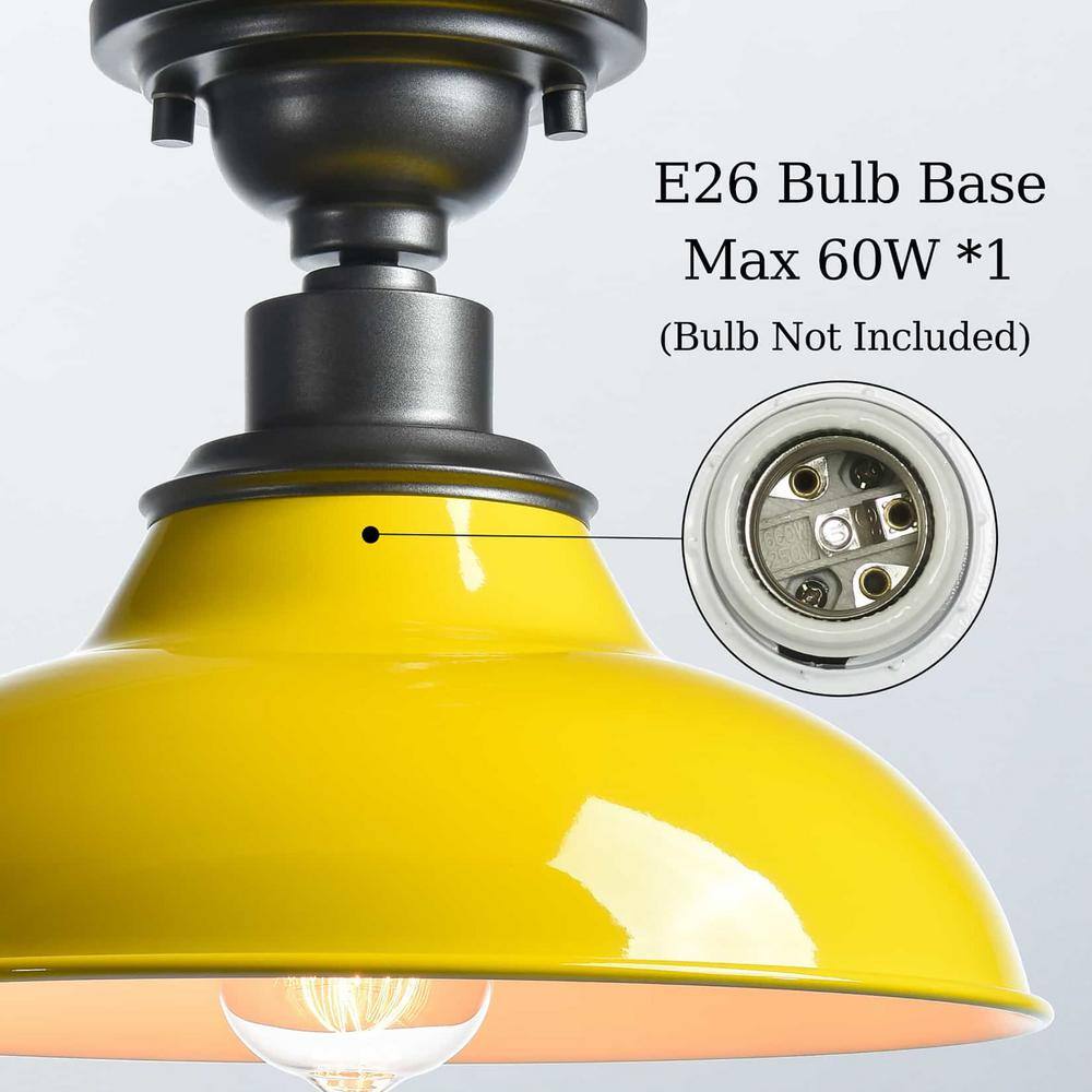 Yellow and Gray Industrial Farmhouse Semi-Flush Mount Ceiling Light