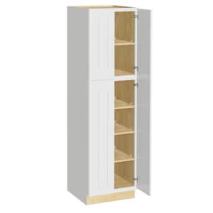 Grayson Pacific White Painted Plywood Shaker AssembledUtility Pantry Kitchen Cabinet Sft Cls 24 in W x 24 in D x 84 in H
