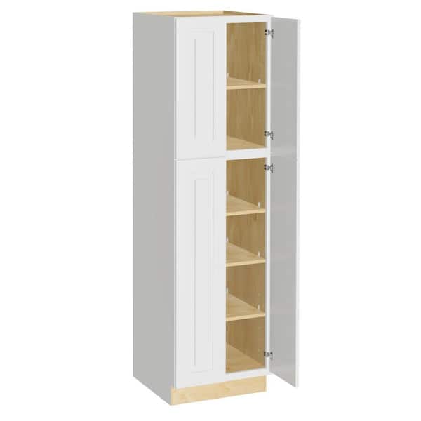 Home Decorators Collection Grayson 24 in. W x 21 in. D x 84 in. H Assembled Plywood Vanity Linen Bath Cabinet in Pacific White with Soft Close