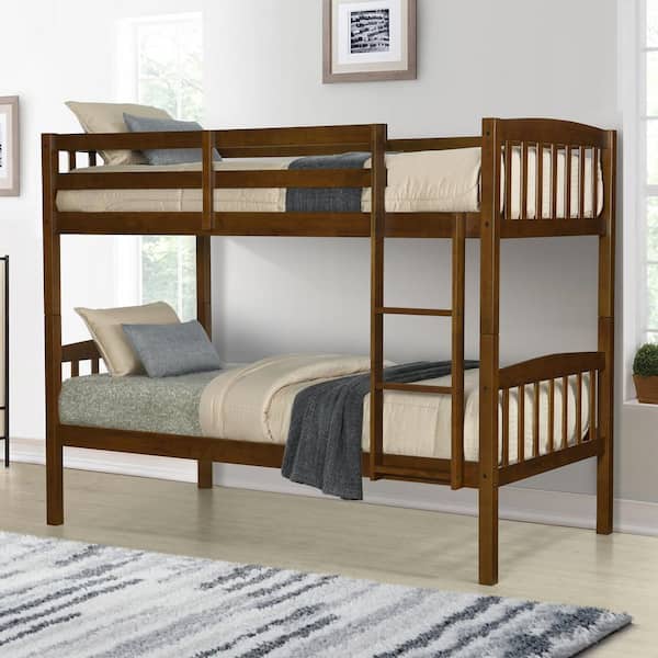 Linon Home Decor Poppy Oak Brown Twin Over Twin Bunk Bed