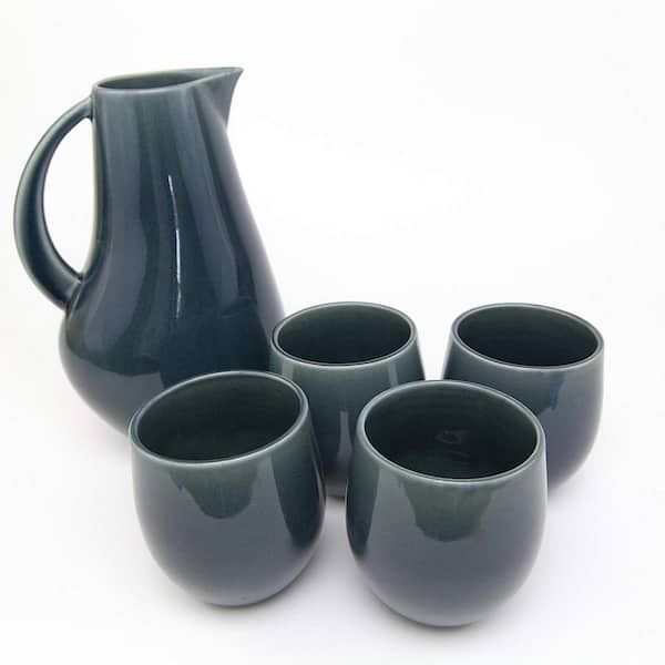 Carthage.Co La Marsa 5-Piece Large Ceramic Goblet Set, Adriatic