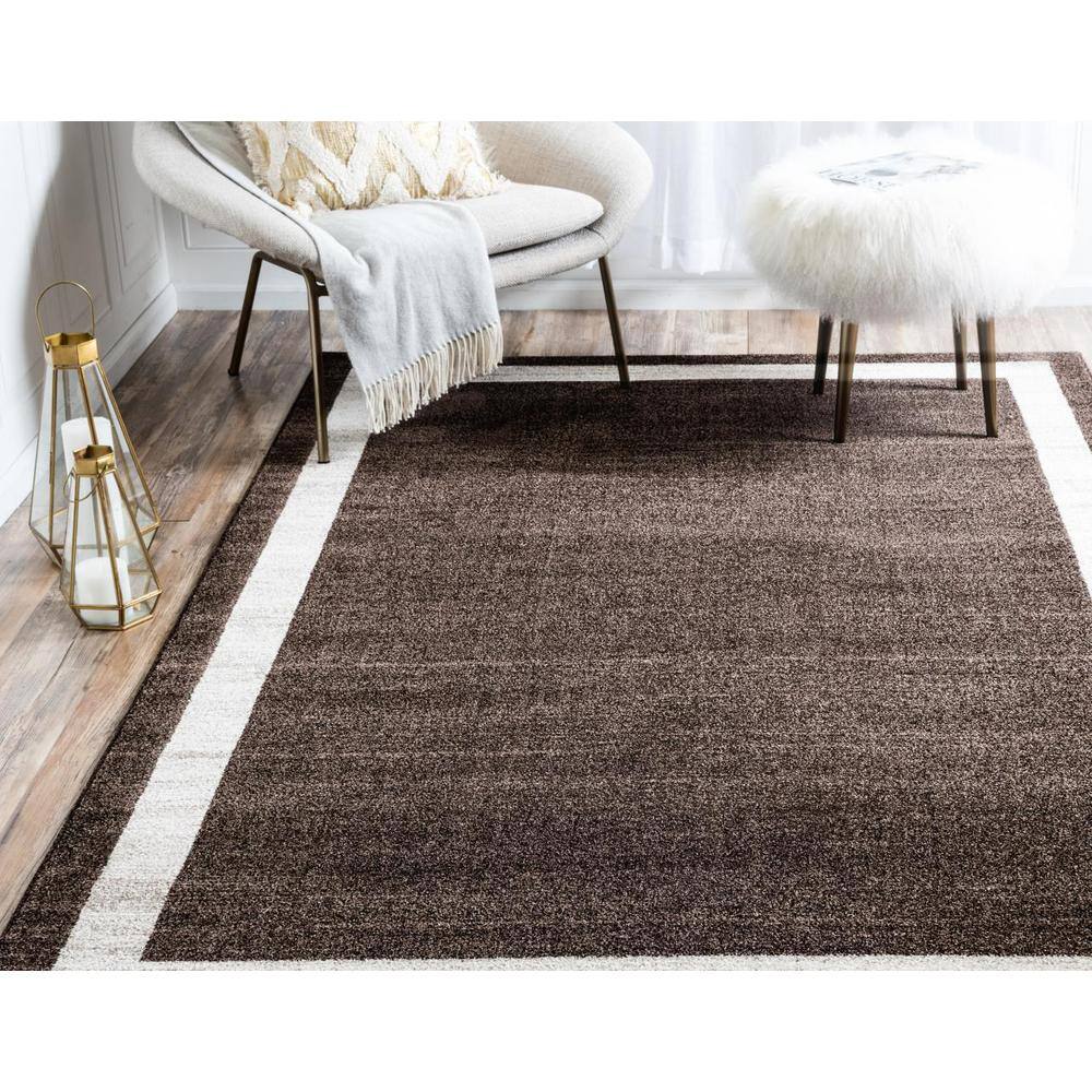 Tufted Brown/Ivory Synthetic Rectangular Easy-Care Rug