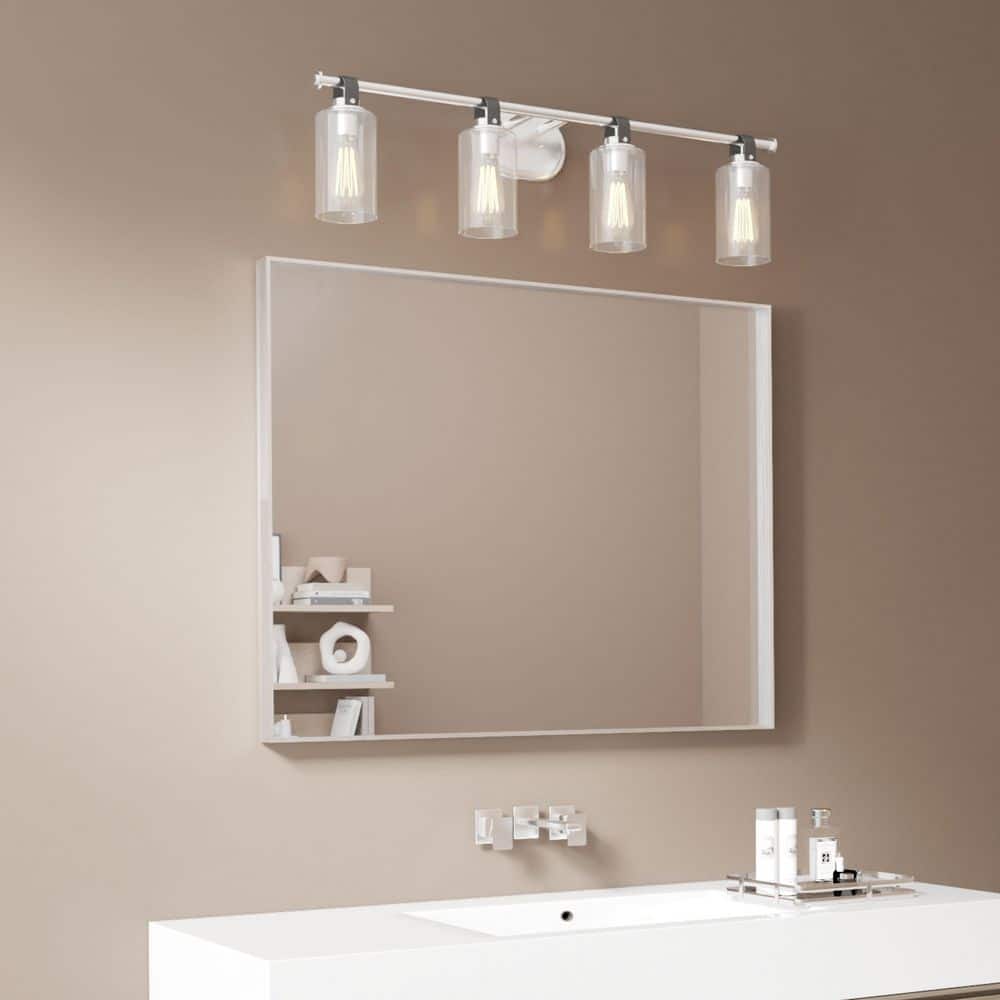 32 in. W x 40 in. H Rectangular Aluminum Framed Wall Bathroom Vanity Mirror in Brushed Sliver price history on PriceWatchPro