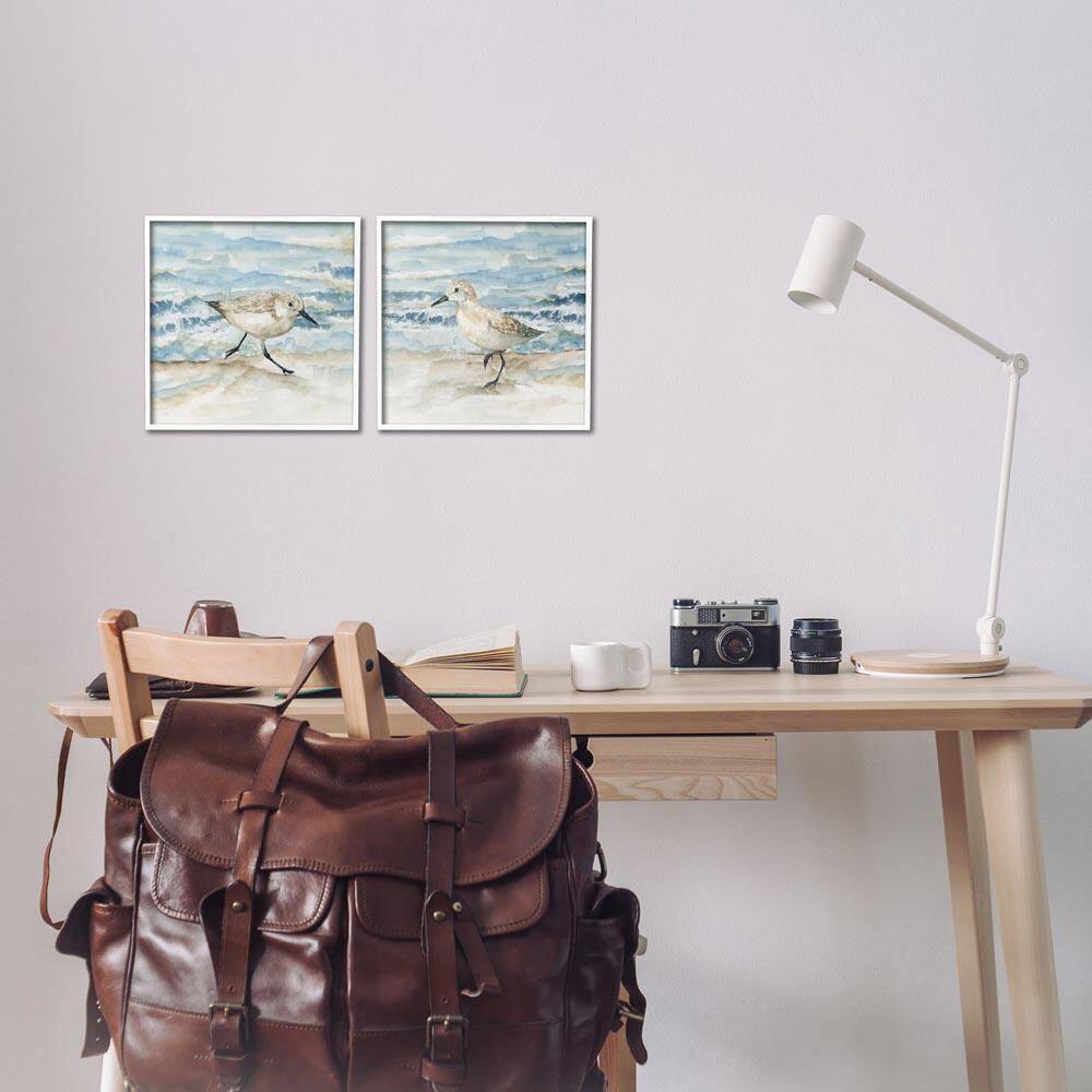 Sandpipers Treading Beach Shore by Nan 2-Piece White Framed Animal Giclee Art Print 12 in. x 12 in. price history on PriceWatchPro