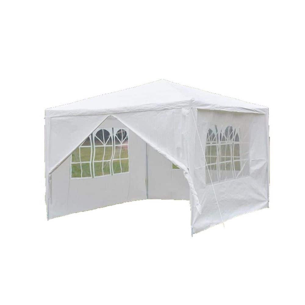 10 ft. x 10 ft. White Party Tent with 4 Sides Walls Waterproof Outdoor Part