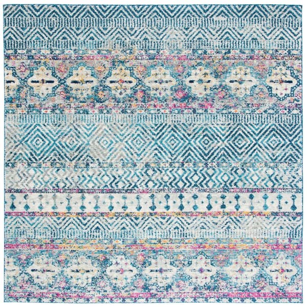 SAFAVIEH Madison Denim Blue/Purple 4 ft. x 4 ft. Square Area Rug