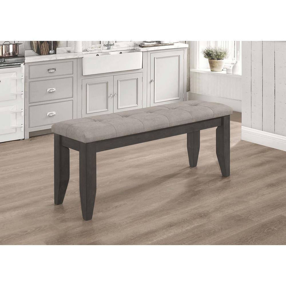 Gray Transitional Wood Bench with Padded Cushion, 47"