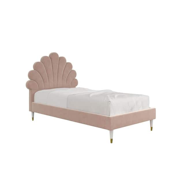 Little Seeds Monarch Hill Pink Upholstered Poppy Twin Size Bed Frame