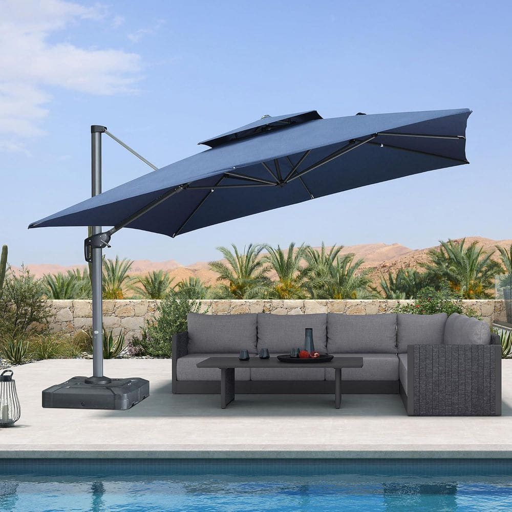 PURPLE LEAF 12 ft. Square Sunbrella Double Top Aluminum 360