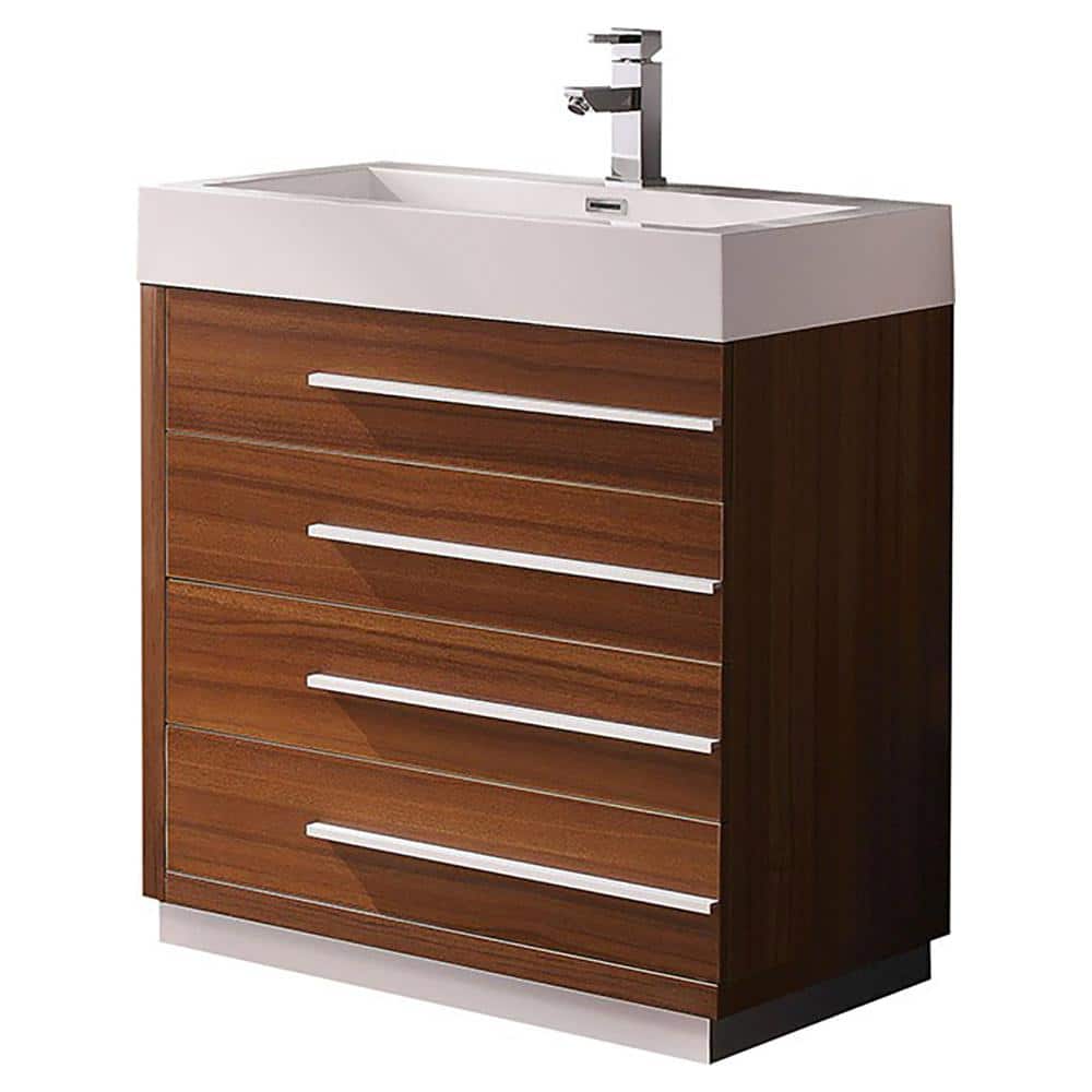 Teak 30" Modern Engineered Wood Bathroom Vanity Base