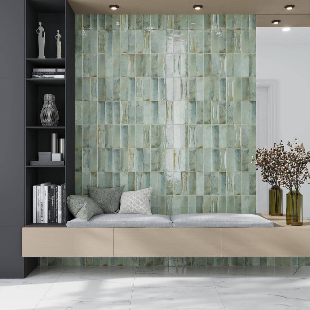 Antiek Glossy Green Ceramic Subway Wall and Floor Tile