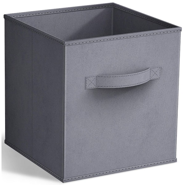 Sorbus Foldable Storage Cubes with Handles, Gray 10.5 in. x 11 in. Fabric Decorative Basket (Set of 1) Cloth, Closet Organizer