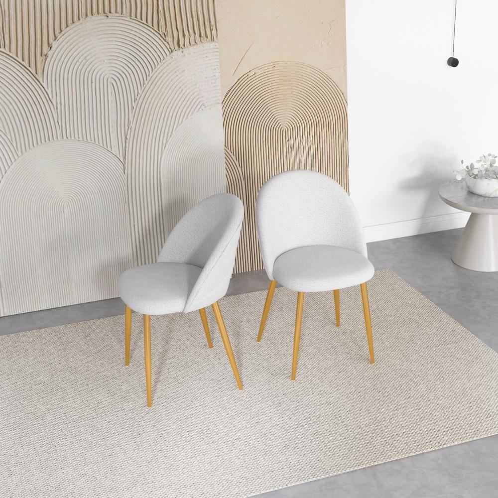 High-Back Cream Boucle Upholstered Parsons Side Chair Set