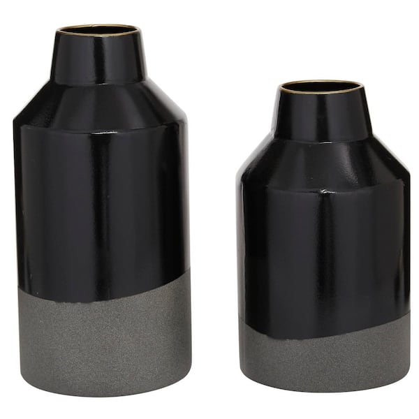 Novogratz 10 in., 12 in. Black Metal Decorative Vase (Set of 2)