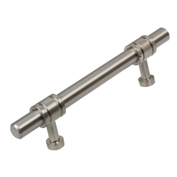 3-3/4 in. Center-to-Center Satin Nickel Solid Steel Barrel Ring Cabinet Bar Drawer Pulls (10-Pack)