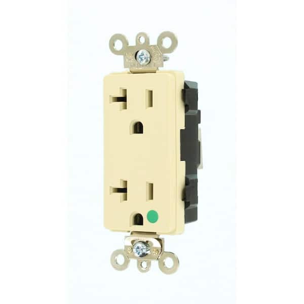 Leviton Decora Plus 20 Amp 125 V Lev-Lok Modular Hospital Grade Duplex Outlet/Receptacle, Ivory (1-Pack) M1636-HGI