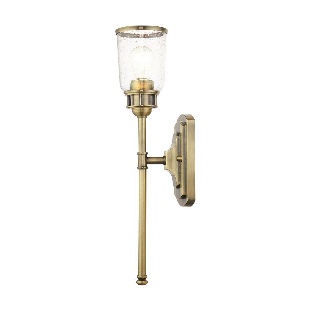 Antique Brass Seeded Glass 1-Light Sconce