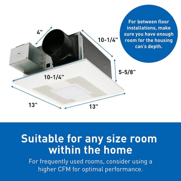 WhisperFit DC/LED, Pick-A-Flow 50,80,110 CFM ENERGY STAR Quiet Ceiling Bathroom Exhaust Fan, Flex-Z Fast Install Bracket