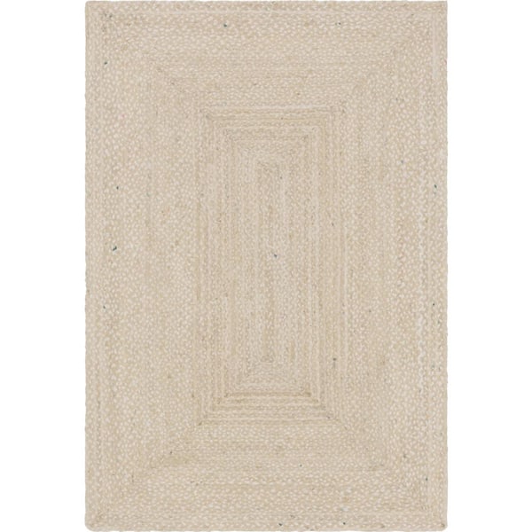 Unique Loom Braided Chindi Ivory 6 ft. x 9 ft. Area Rug