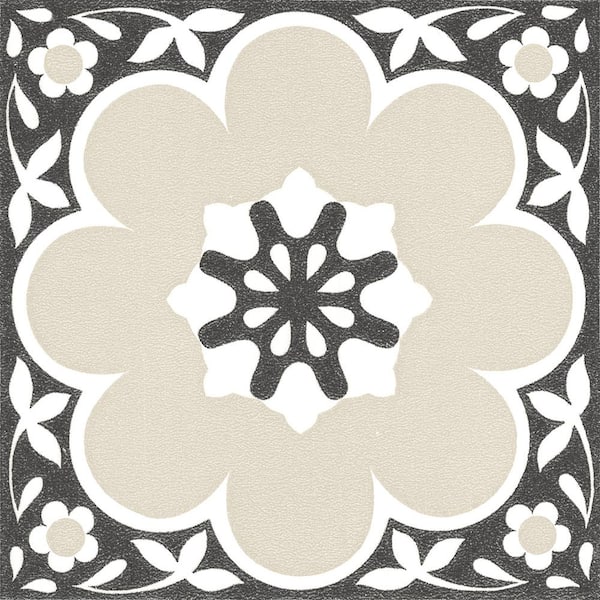 FloorPops Daphne 12 in. W x 12 in. L Black Peel & Stick Vinyl Tile Flooring (20 sq. ft./case)