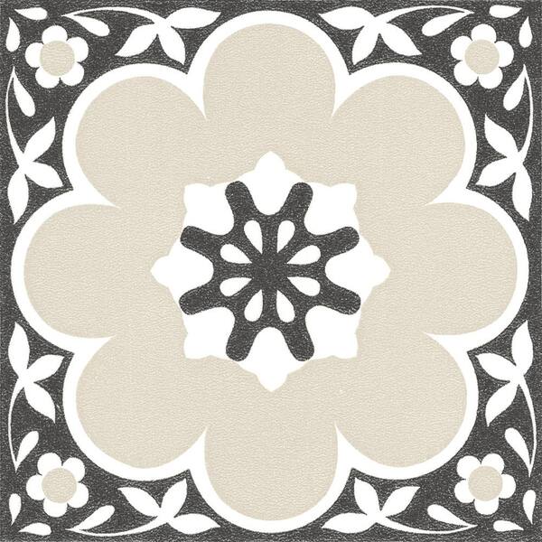 thumbnail image 2 of FloorPops Black Daphne Peel & Stick Vinyl Floor Tiles - 10 Pack 12x12 Inch Retro Floral Flooring 2 of 13