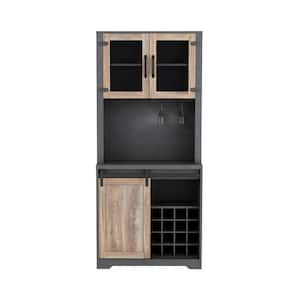 71.4 in. H Black Bar Cabinet with for Living Room, Dining Room