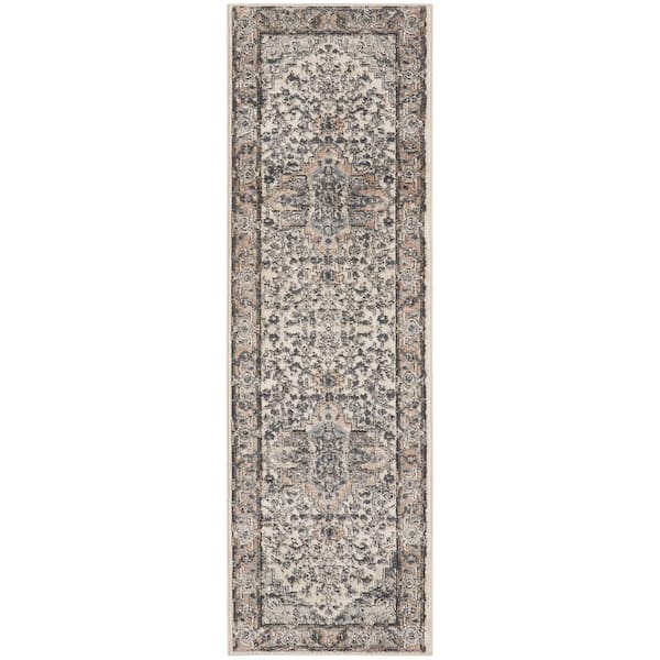Concerto Ivory/Grey 2 ft. x 8 ft. Persian Modern Kitchen Runner Area Rug
