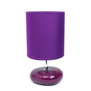 10.5 in. Purple Stonies Small Stone Look Bedside Table Lamp