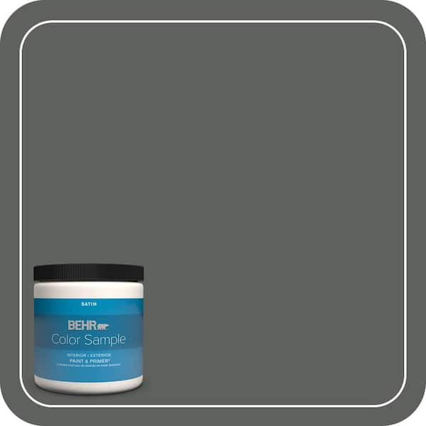 BEHR PREMIUM PLUS 8 oz. #N460-6 Hematite Satin Enamel Interior/Exterior Paint & Primer Color Sample