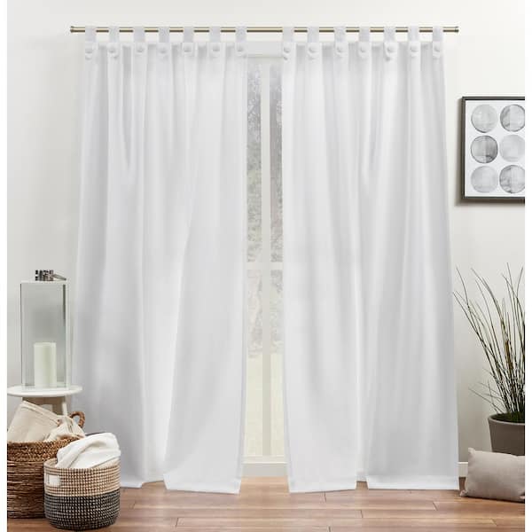 EXCLUSIVE HOME Loha Tuxedo Winter White Solid Light Filtering Tuxedo Tab Top Curtain, 54 in. W x 96 in. L (Set of 2)