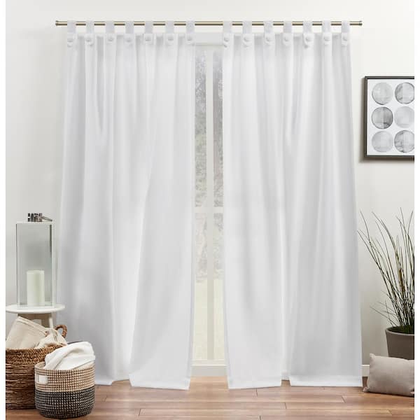 EXCLUSIVE HOME Loha Tuxedo Winter White Solid Light Filtering Tuxedo Tab Top Curtain, 54 in. W x 108 in. L (Set of 2)