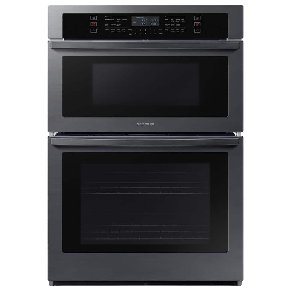 Samsung 30 in. 1.9/5.1 cu. ft. Microwave Combination Wi-Fi Electric Wall Oven in Black Stainless Steel