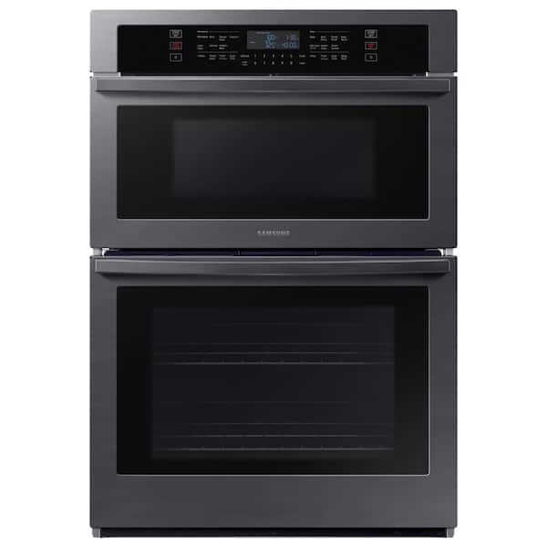 Samsung 30 in. 1.9/5.1 cu. ft. Microwave Combination Wi-Fi Electric Wall Oven in Black Stainless Steel