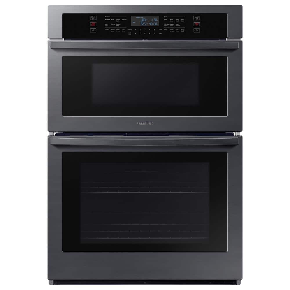 30 in. 1.9/5.1 cu. ft. Microwave Combination Wi-Fi Electric Wall Oven in Black Stainless Steel