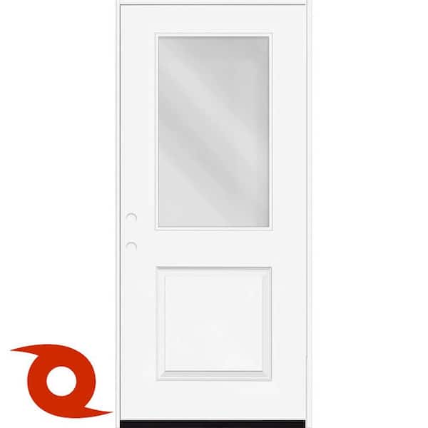Steves & Sons Palisade 32 in. x 80 in. Half Lite Clear Impact Glass RHIS Unfinished Fiberglass Prehung Front Door and 4-9/16 in. Jamb