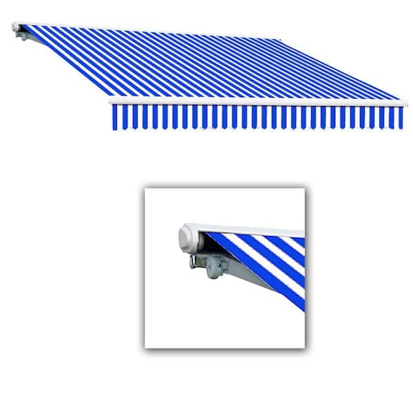 AWNTECH 10 ft. Galveston Semi-Cassette Left Motor with Remote Retractable Awning (96 in. Projection) in Bright Blue/White