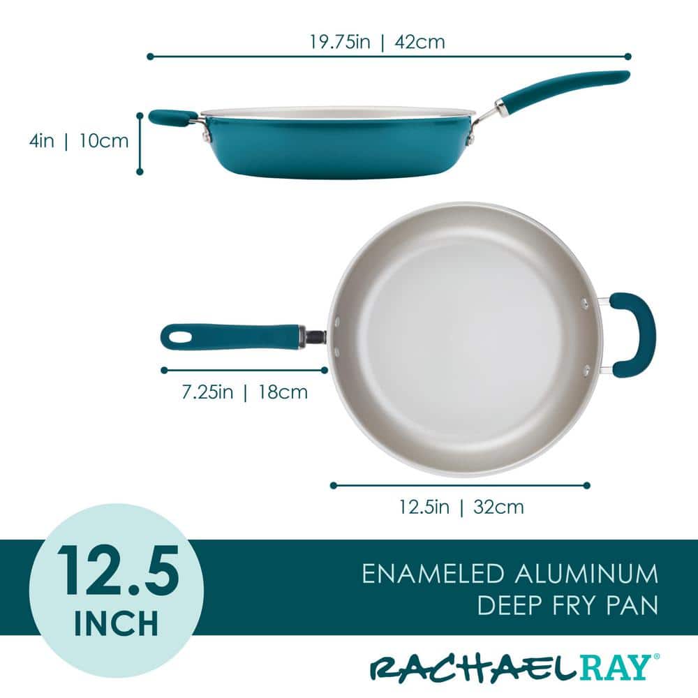 Teal Shimmer 12.5-Inch Aluminum Nonstick Deep Frying Pan