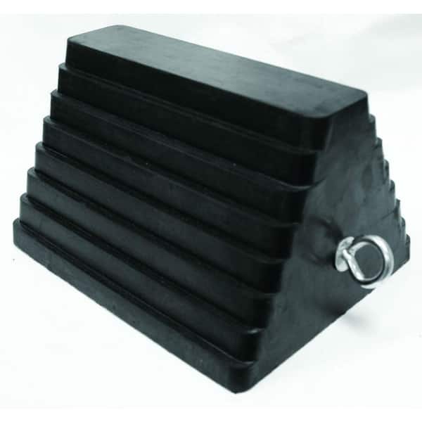 MaxxHaul Solid Rubber Heavy Duty Wheel Chock with Eyebolt