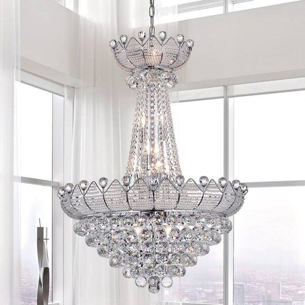 Warehouse of Tiffany Alsazia 27 in. 15-Light Indoor Chrome Chandelier with Light Kit